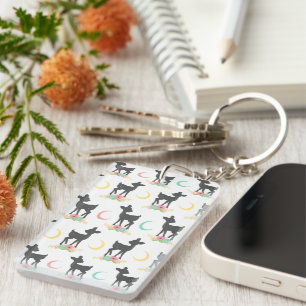 Deer Pattern, Baby Deer, Boho, Flowers, Moon Keychain