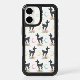 Deer Pattern, Baby Deer, Boho, Flowers, Moon iPhone 16 Case