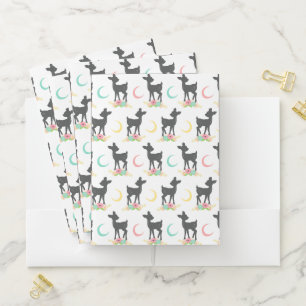 Deer Pattern, Baby Deer, Boho, Flowers, Moon Pocket Folder