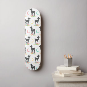 Deer Pattern, Baby Deer, Boho, Flowers, Moon Skateboard