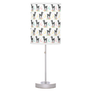 Deer Pattern, Baby Deer, Boho, Flowers, Moon Table Lamp