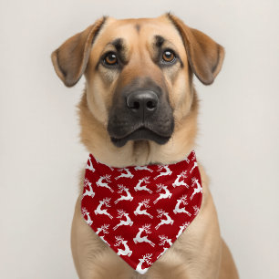 Deer Pattern Christmas Red Pet Bandana Collar
