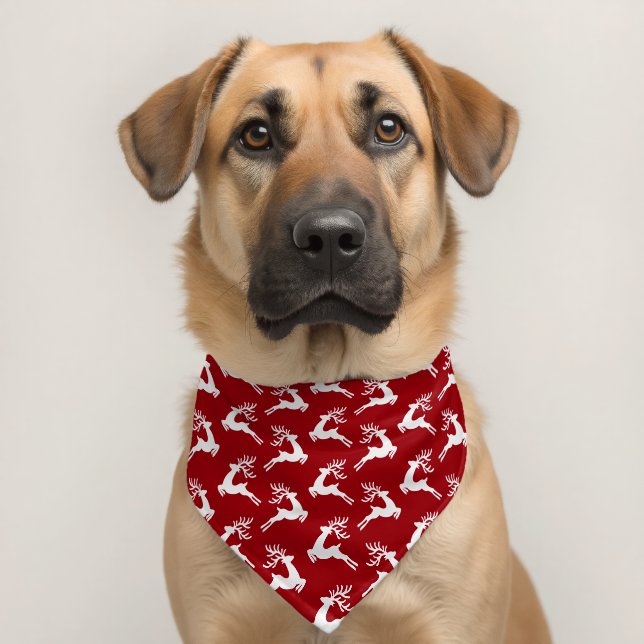 Deer Pattern Christmas Red Pet Bandana Collar (Dog 2)