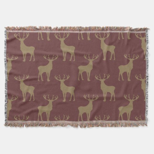 Deer Pattern in Brown Throw Blanket
