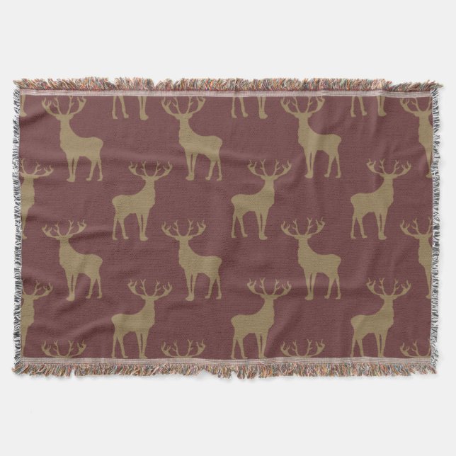 Deer Pattern in Brown Throw Blanket (Front)
