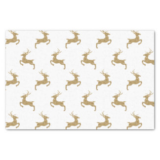Deer Pattern In Faux Yellow Glitter Texture Look Tissue Paper
