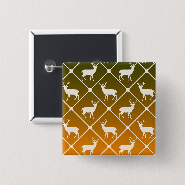Deer pattern on gradient background pinback button (Front & Back)