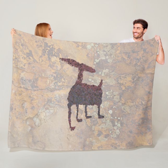 Deer Petroglyph Rinconada Canyon NM Fleece Blanket (In Situ)