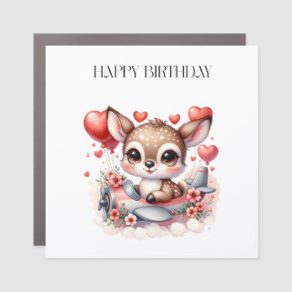 Deer Pilot Birthday Car Magnet