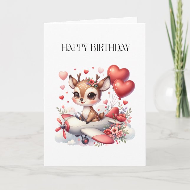 Deer Pilot Birthday Card (Front)