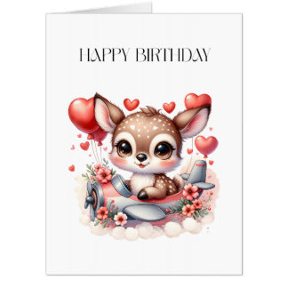 Deer Pilot Birthday Card