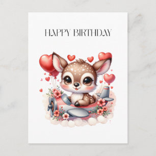 Deer Pilot Birthday Holiday Postcard