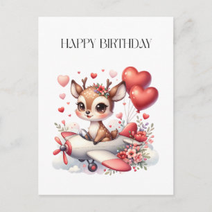 Deer Pilot Birthday Holiday Postcard