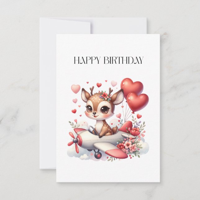 Deer Pilot Birthday RSVP Card (Front)