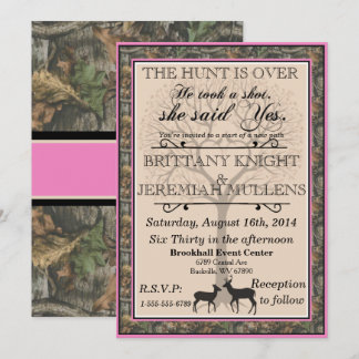 Deer Pink and Camouflage Wedding Invitation