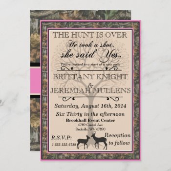 Deer Pink And Camouflage Wedding Invitation by TiffsSweetDesigns at Zazzle
