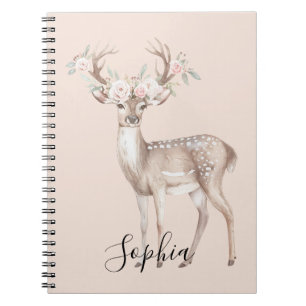 Deer Pink Flowers Notebook