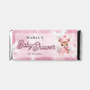 Deer Pink Snowflake Pattern Winter Wonderland Hershey Bar Favors