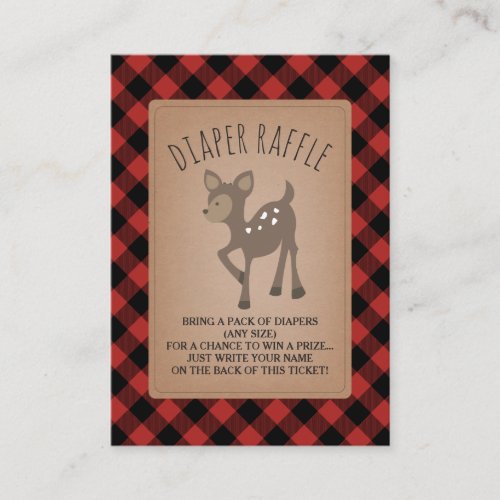 Deer Plaid Baby Shower Diaper Raffle Enclosure Card