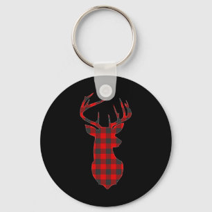 Deer Plaid Red Reindeer Buck Christmas Xmas  Keychain