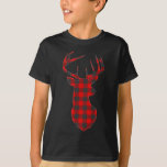 Deer Plaid Red Reindeer Buck Christmas Xmas  T-Shirt