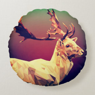 Deer Polygon Design Round Pillow