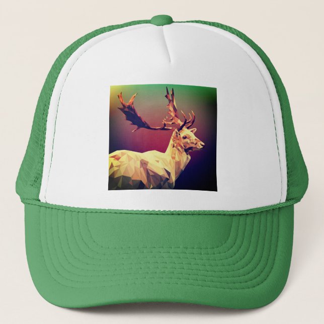 Deer Polygon Design Trucker Hat (Front)