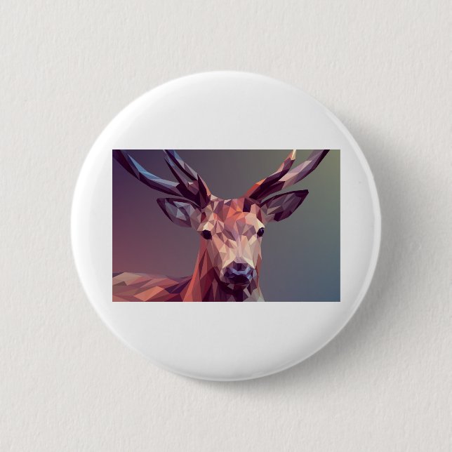Deer Polygons Art Design Graphic Animal Stag Button (Front)