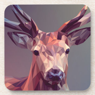 Deer Polygons Art Design Graphic Animal Stag Postc Beverage Coaster