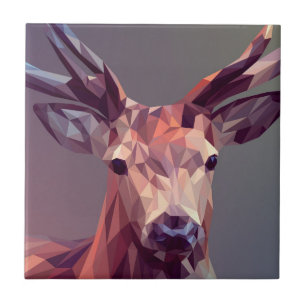 Deer Polygons Art Design Graphic Animal Stag Postc Ceramic Tile