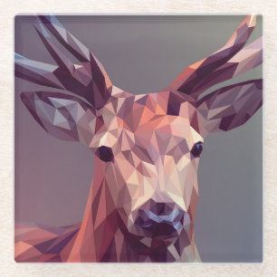 Deer Polygons Art Design Graphic Animal Stag Postc Glass Coaster