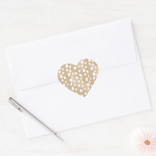 Deer Print Heart Shaped, Woodland Boho Aesthetic Sticker