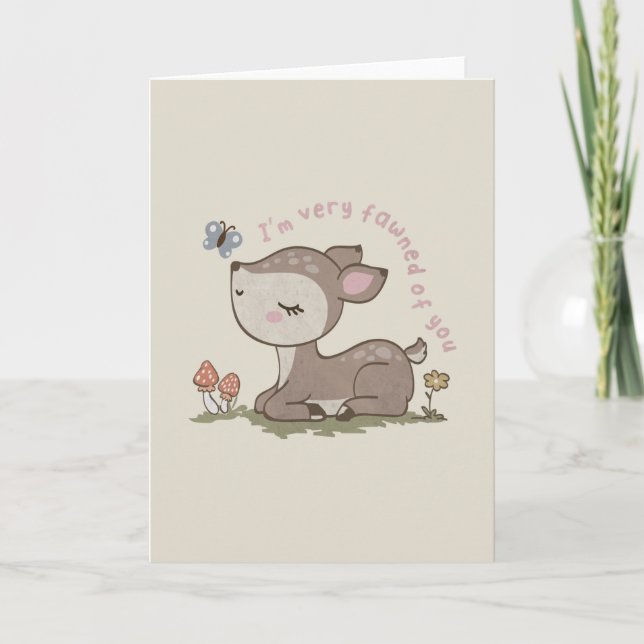 Deer Pun: I'm Very Fawned of You Note Card (Front)