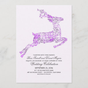 Deer Purple Woodland Wedding Invitations