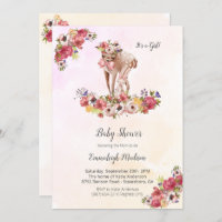 Deer Rabbit Baby Shower Boho Chic Floral Invitation