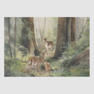 Deer Redwood Forest Watercolor Tissue Paper