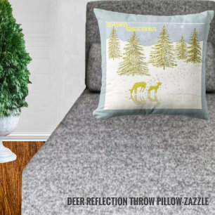 Deer Reflection Throw Pillow