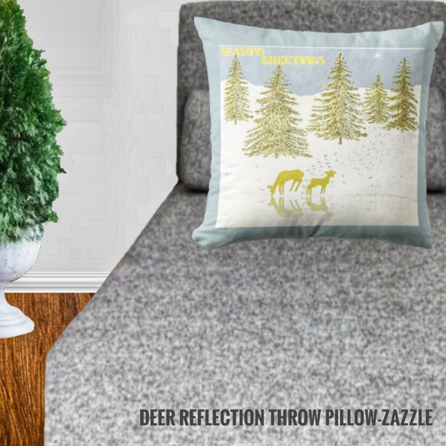 Deer Reflection Throw Pillow (Creator Uploaded)