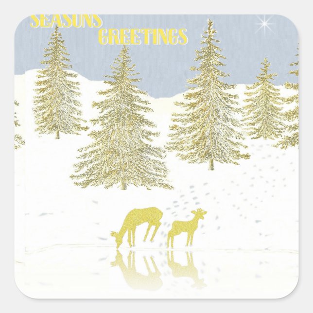 Deer Reflection-Your Custom Square Stickers (Front)