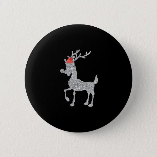 Deer Reindeer Rudolph Diamond Santa Hat Christmas Button