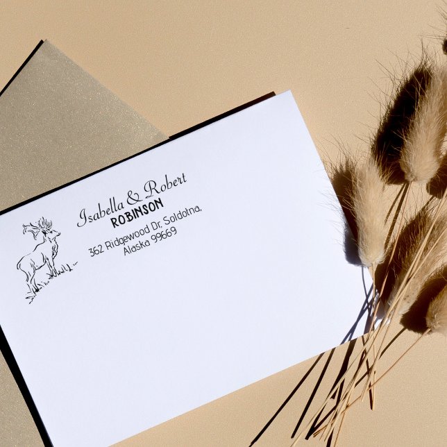 Deer Return Address Family  Rubber Stamp (Creator Uploaded)