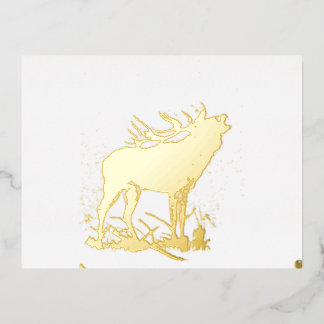  Deer roar Oro Foil Holiday Post Card