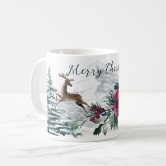 Deer, Rose and Holly Personalized