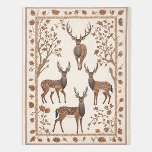 Deer Rug - Fall Leaves Autumn Deer Area Rug Carpet