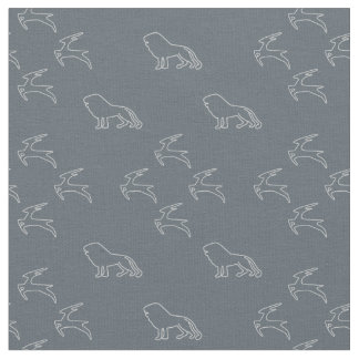 Deer Run Away From Lion Fabric