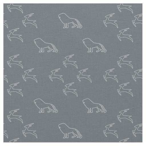 Deer Run Away From Lion Fabric
