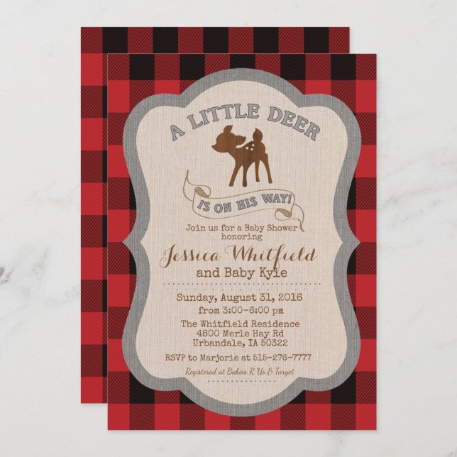 Deer Rustic Baby Shower Invitation (Front/Back)
