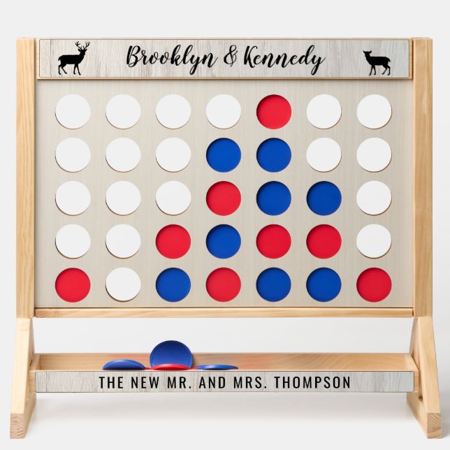 Deer Rustic Country Minimalist Mr And Mrs Newlywed Fast Four (Back)