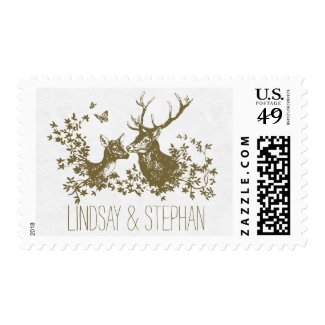 deer rustic wedding postage stamps