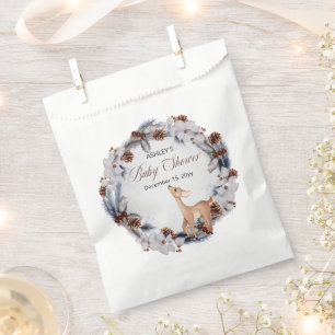 Deer Rustic Winter Floral Baby Shower Favor Bag